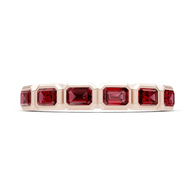 Emerald Cut Gemstone Minimalist Bezel Set Half Eternity Band
