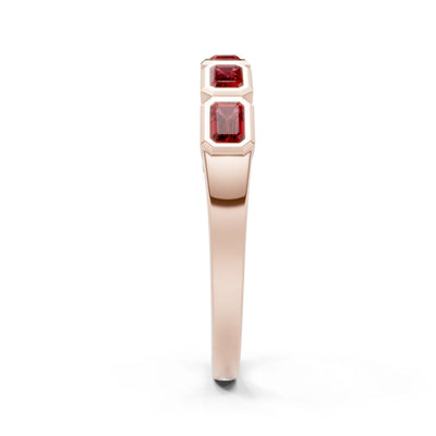 Emerald Cut Gemstone Minimalist Bezel Set Half Eternity Band