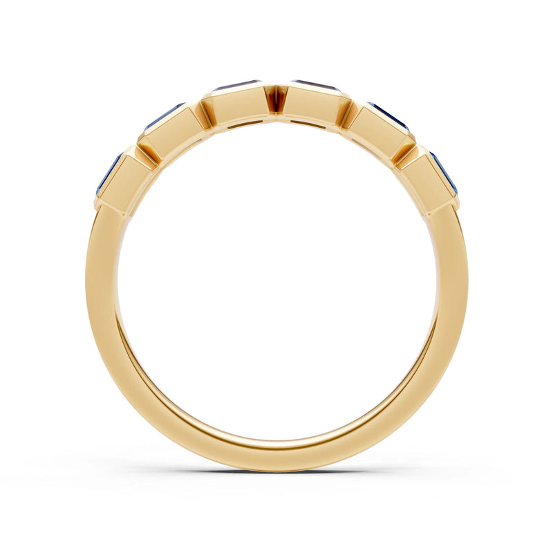 Emerald Cut Gemstone Minimalist Bezel Set Half Eternity Band