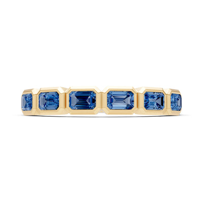 Emerald Cut Gemstone Minimalist Bezel Set Half Eternity Band