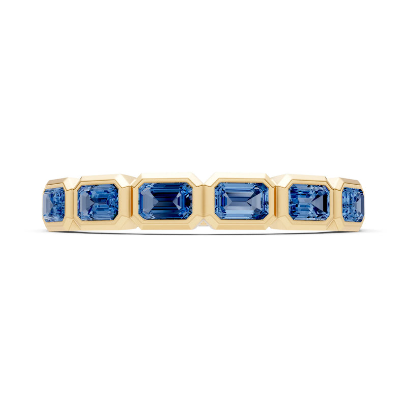 Emerald Cut Gemstone Minimalist Bezel Set Half Eternity Band