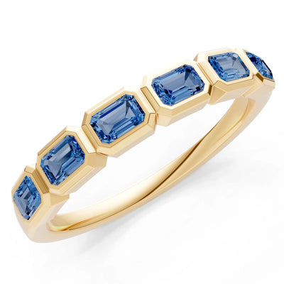 Emerald Cut Gemstone Minimalist Bezel Set Half Eternity Band