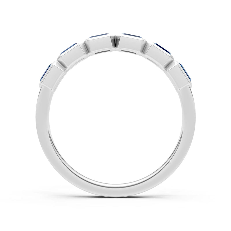 Emerald Cut Gemstone Minimalist Bezel Set Half Eternity Band
