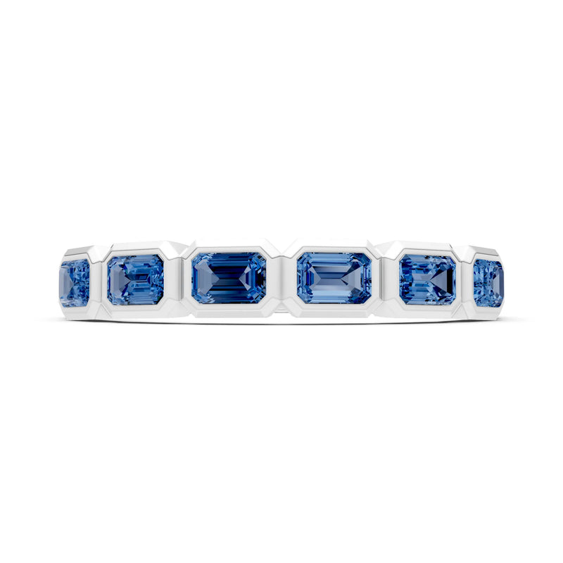 Emerald Cut Gemstone Minimalist Bezel Set Half Eternity Band