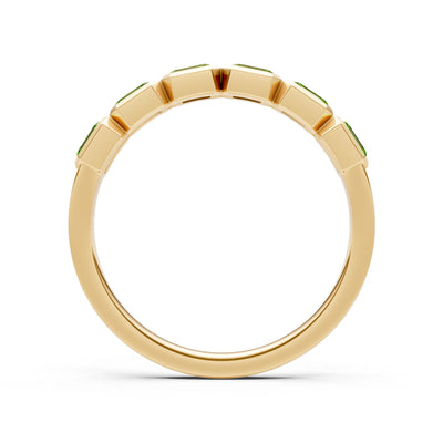 Emerald Cut Gemstone Minimalist Bezel Set Half Eternity Band