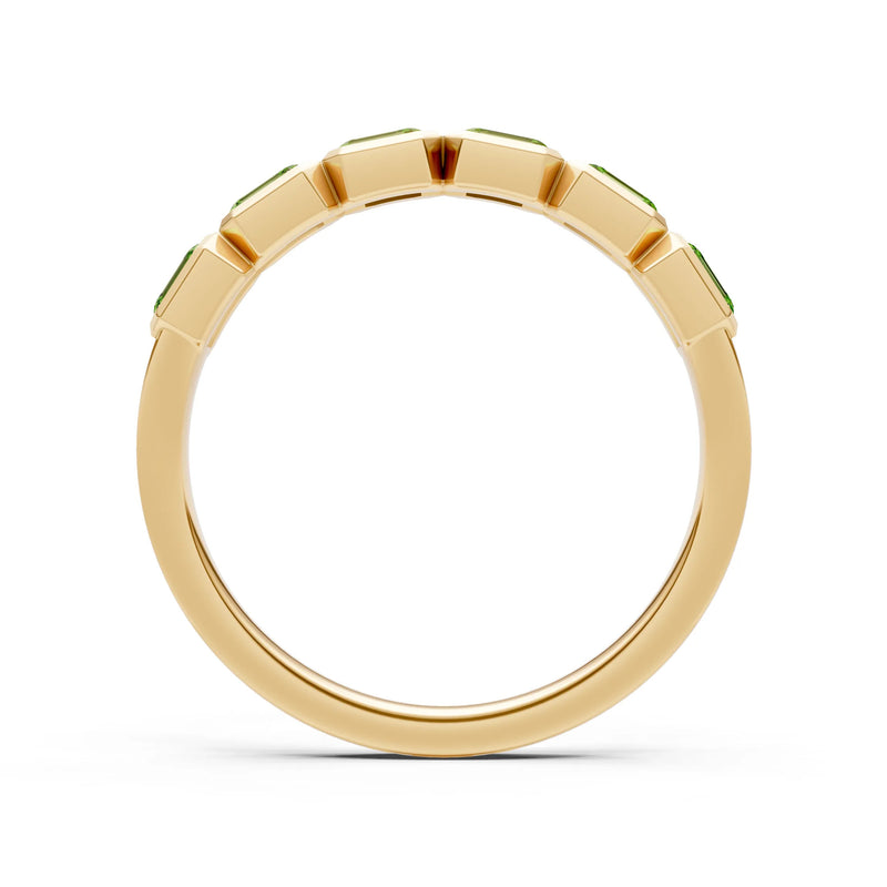 Emerald Cut Gemstone Minimalist Bezel Set Half Eternity Band