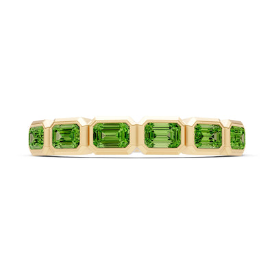 Emerald Cut Gemstone Minimalist Bezel Set Half Eternity Band