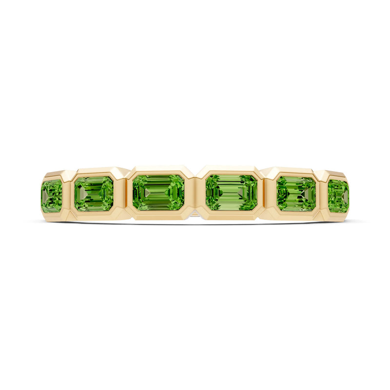 Emerald Cut Gemstone Minimalist Bezel Set Half Eternity Band