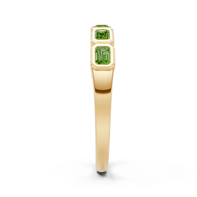 Emerald Cut Gemstone Minimalist Bezel Set Half Eternity Band
