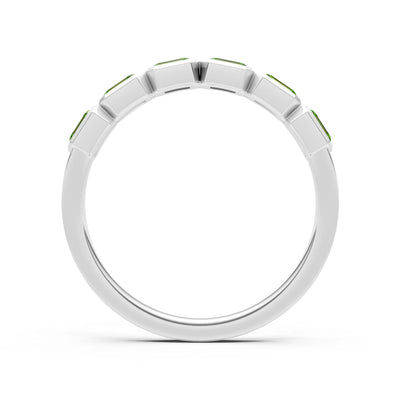 Emerald Cut Gemstone Minimalist Bezel Set Half Eternity Band