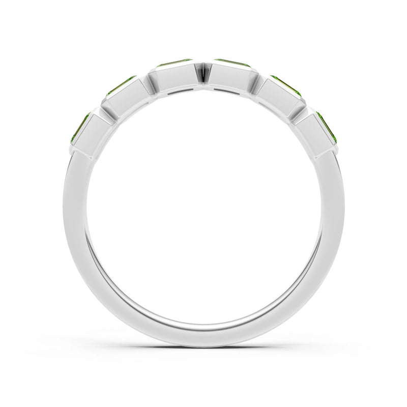 Emerald Cut Gemstone Minimalist Bezel Set Half Eternity Band