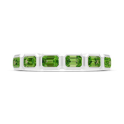 Emerald Cut Gemstone Minimalist Bezel Set Half Eternity Band