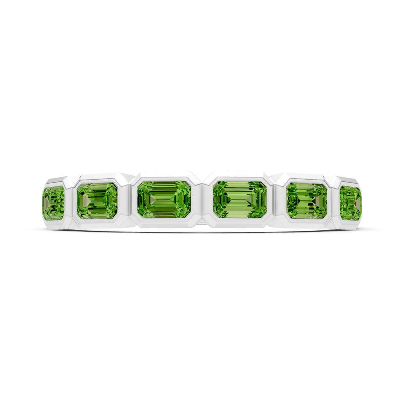 Emerald Cut Gemstone Minimalist Bezel Set Half Eternity Band