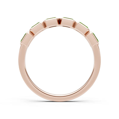 Emerald Cut Gemstone Minimalist Bezel Set Half Eternity Band
