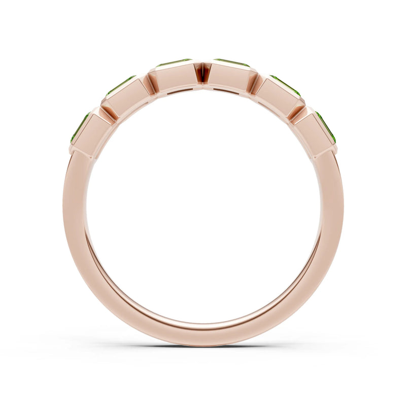 Peridot Minimalist Bezel Set Emerald Cut Half Eternity Band
