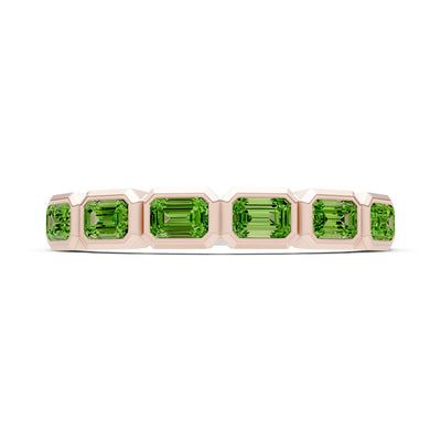 Peridot Minimalist Bezel Set Emerald Cut Half Eternity Band