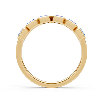 Emerald Cut Gemstone Minimalist Bezel Set Half Eternity Band