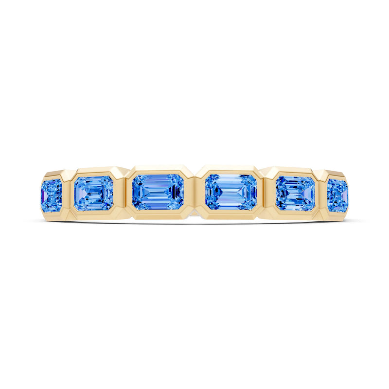 Emerald Cut Gemstone Minimalist Bezel Set Half Eternity Band