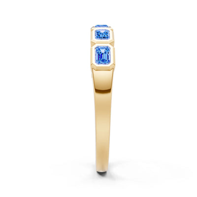 Emerald Cut Gemstone Minimalist Bezel Set Half Eternity Band