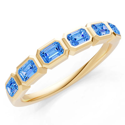 Emerald Cut Gemstone Minimalist Bezel Set Half Eternity Band