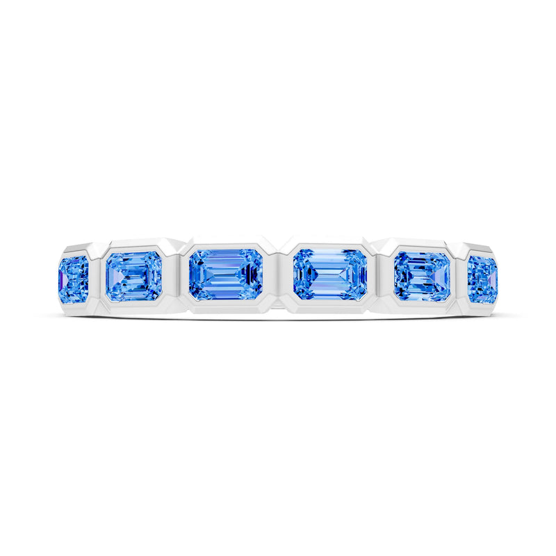 Emerald Cut Gemstone Minimalist Bezel Set Half Eternity Band