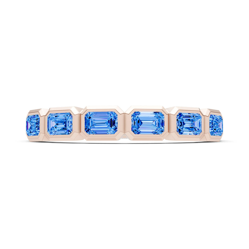 Emerald Cut Gemstone Minimalist Bezel Set Half Eternity Band