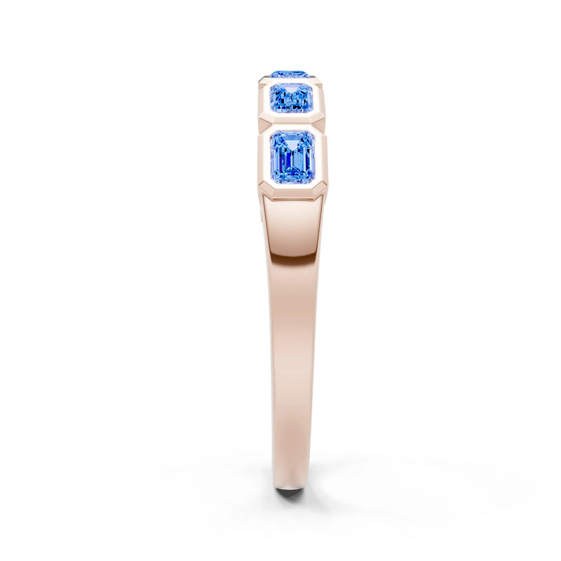 Emerald Cut Gemstone Minimalist Bezel Set Half Eternity Band