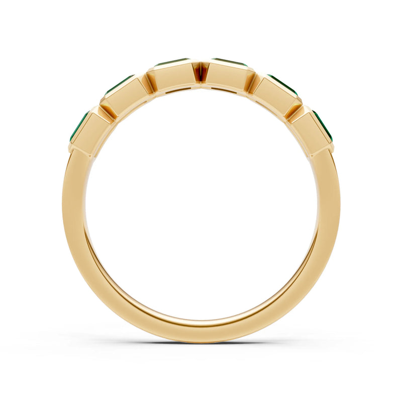 Emerald Cut Gemstone Minimalist Bezel Set Half Eternity Band