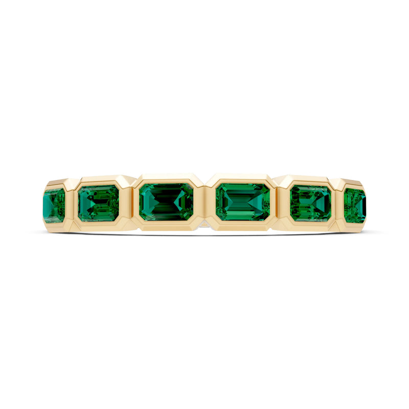 Emerald Cut Gemstone Minimalist Bezel Set Half Eternity Band