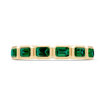 Emerald Minimalist Bezel Set Emerald Cut Half Eternity Band