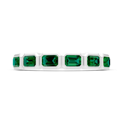 Emerald Minimalist Bezel Set Emerald Cut Half Eternity Band