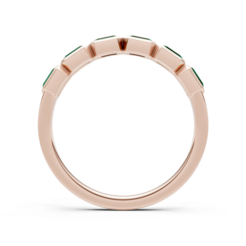 Emerald Cut Gemstone Minimalist Bezel Set Half Eternity Band