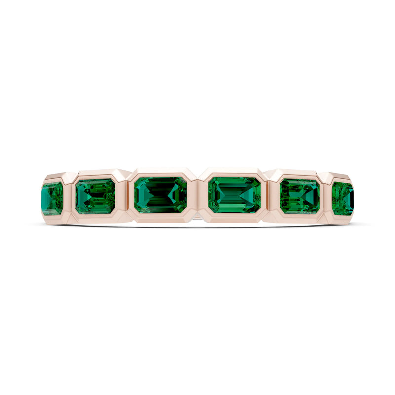 Emerald Cut Gemstone Minimalist Bezel Set Half Eternity Band