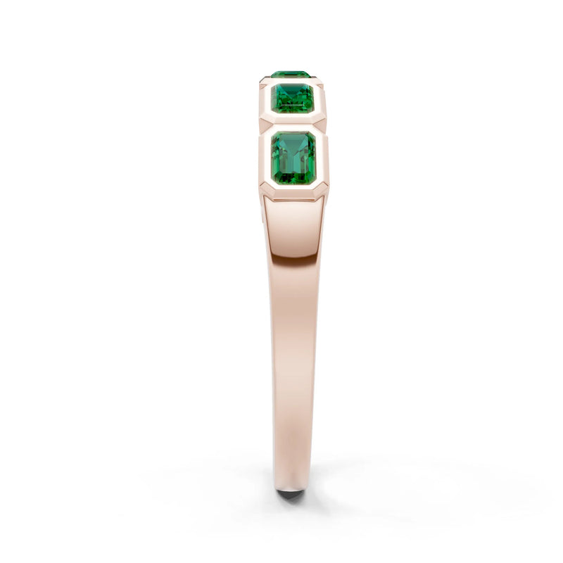 Emerald Cut Gemstone Minimalist Bezel Set Half Eternity Band