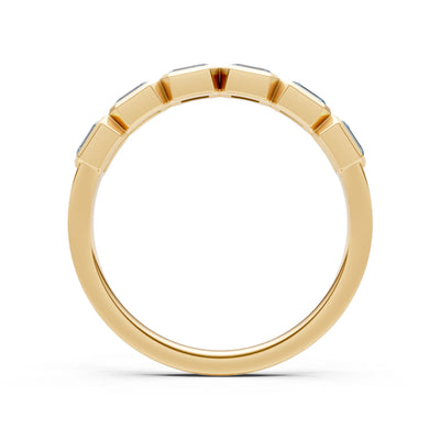 Emerald Cut Gemstone Minimalist Bezel Set Half Eternity Band