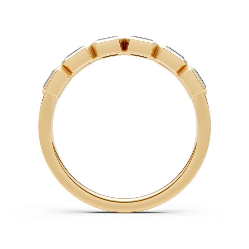 Emerald Cut Gemstone Minimalist Bezel Set Half Eternity Band