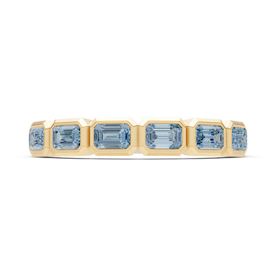 Emerald Cut Gemstone Minimalist Bezel Set Half Eternity Band