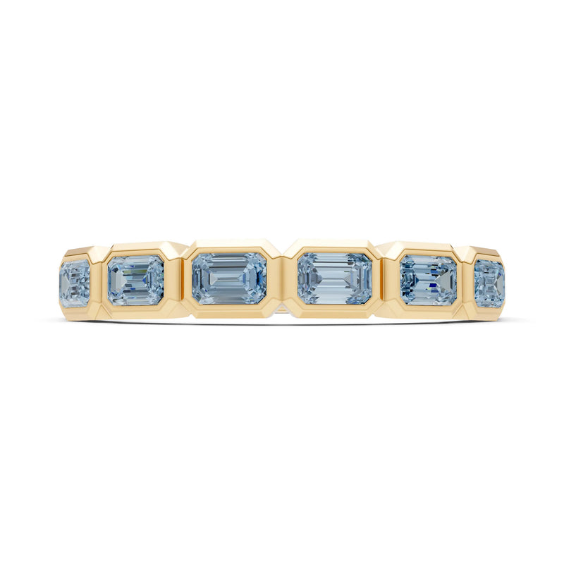 Emerald Cut Gemstone Minimalist Bezel Set Half Eternity Band