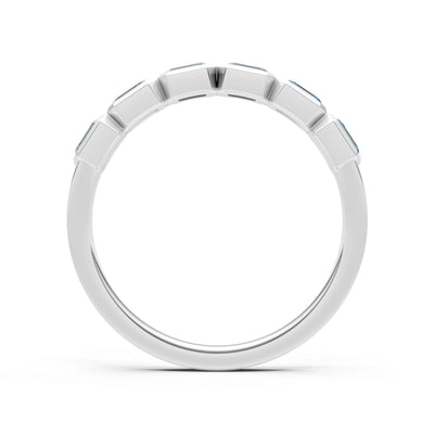 Emerald Cut Gemstone Minimalist Bezel Set Half Eternity Band