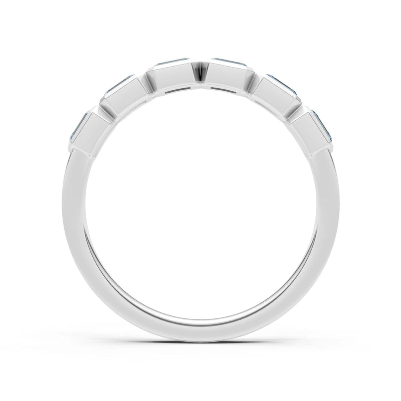 Emerald Cut Gemstone Minimalist Bezel Set Half Eternity Band