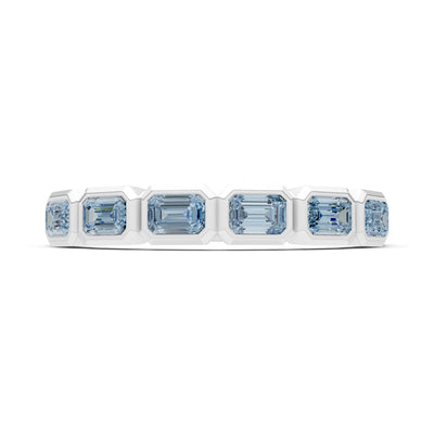 Emerald Cut Gemstone Minimalist Bezel Set Half Eternity Band