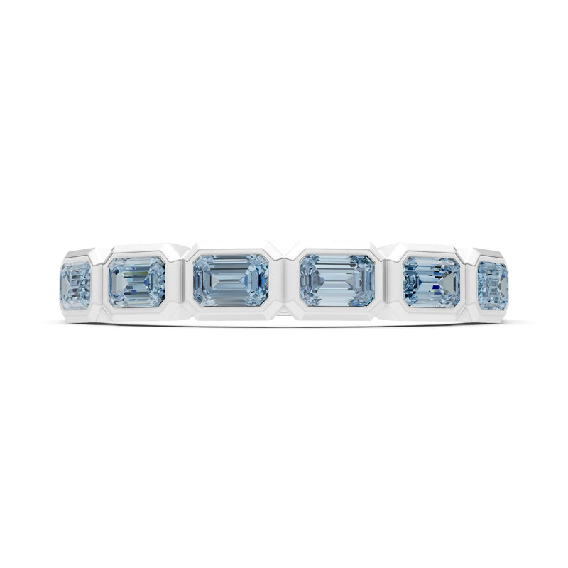 Emerald Cut Gemstone Minimalist Bezel Set Half Eternity Band