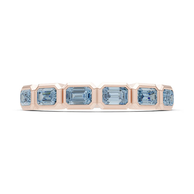 Emerald Cut Gemstone Minimalist Bezel Set Half Eternity Band