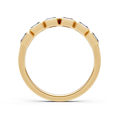 Emerald Cut Gemstone Minimalist Bezel Set Half Eternity Band