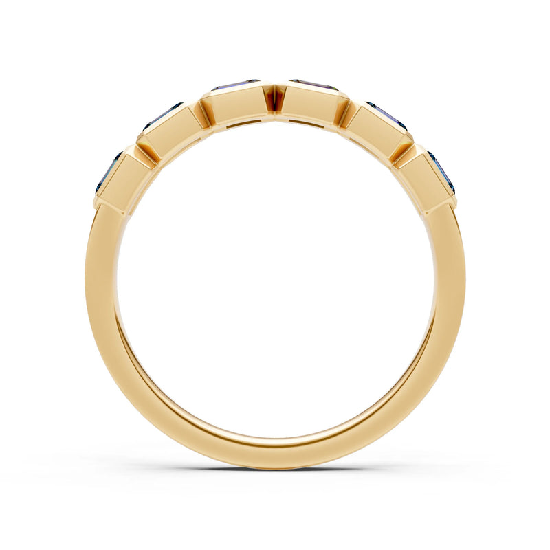 Emerald Cut Gemstone Minimalist Bezel Set Half Eternity Band