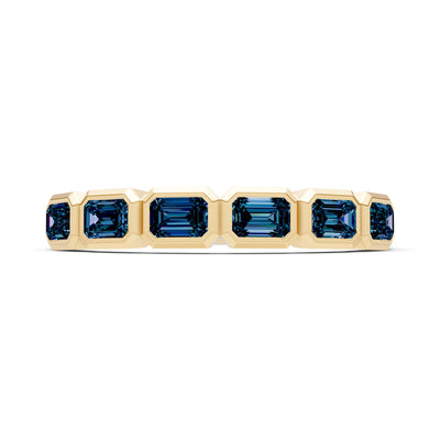 Emerald Cut Gemstone Minimalist Bezel Set Half Eternity Band