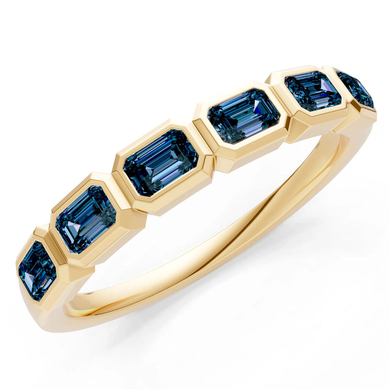 Alexandrite Minimalist Bezel Set Emerald Cut Half Eternity Band