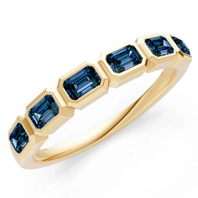 Emerald Cut Gemstone Minimalist Bezel Set Half Eternity Band