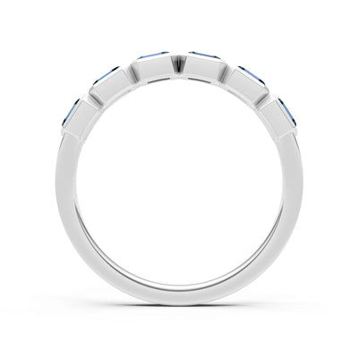 Emerald Cut Gemstone Minimalist Bezel Set Half Eternity Band