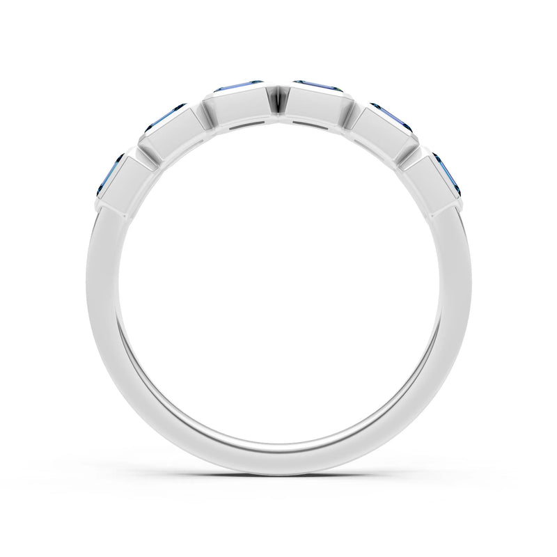 Emerald Cut Gemstone Minimalist Bezel Set Half Eternity Band